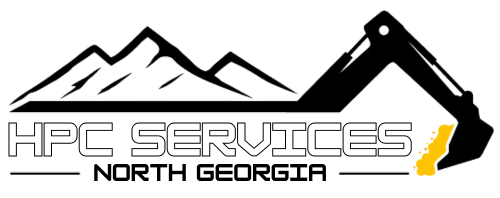 HPC Services logo with mountains and excavator