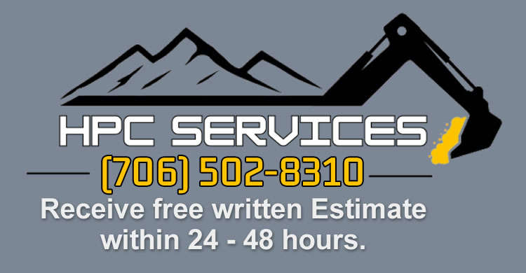 HPC Services ad with contact number and excavator graphic